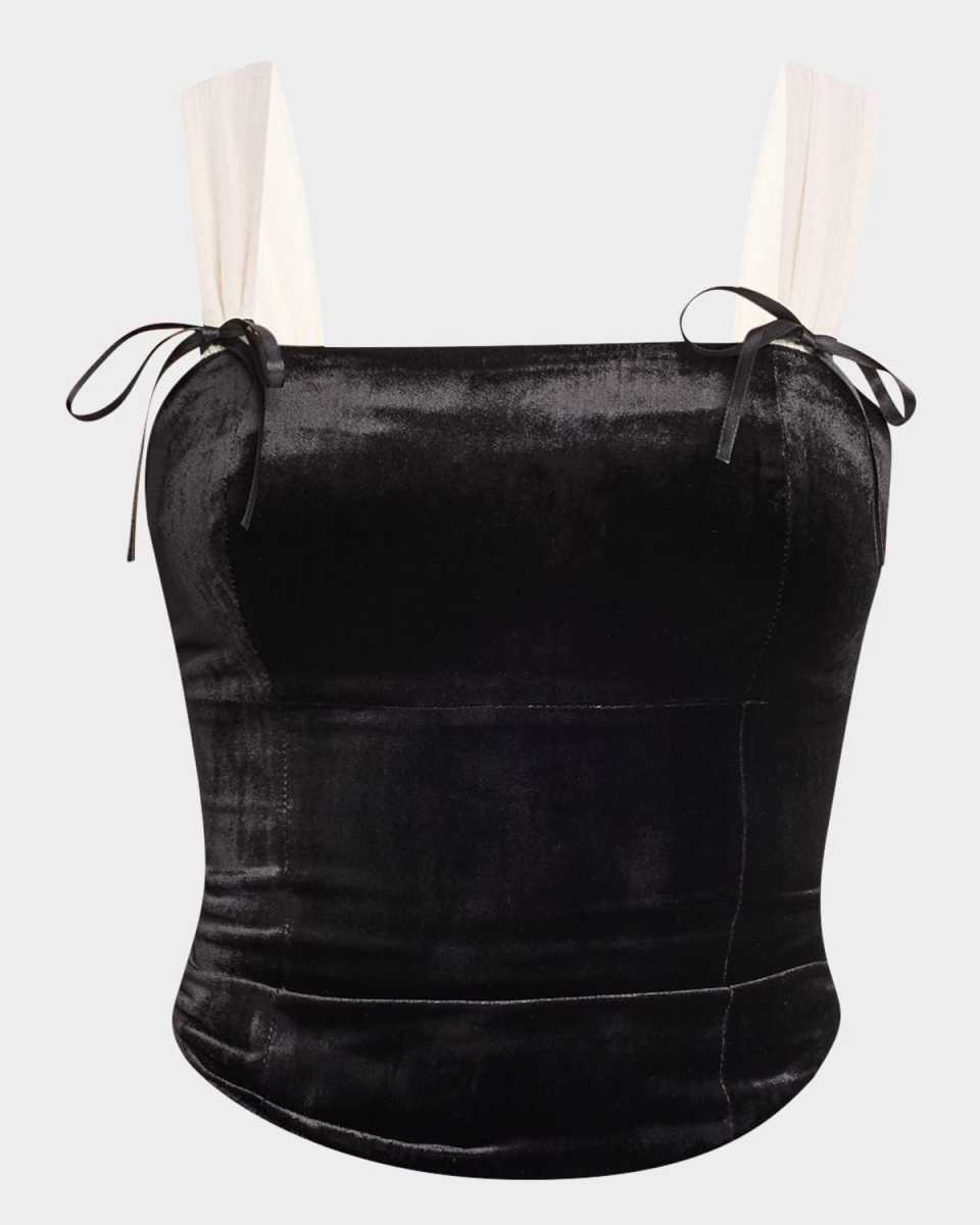 Tuli Velvet Bow Crop Top